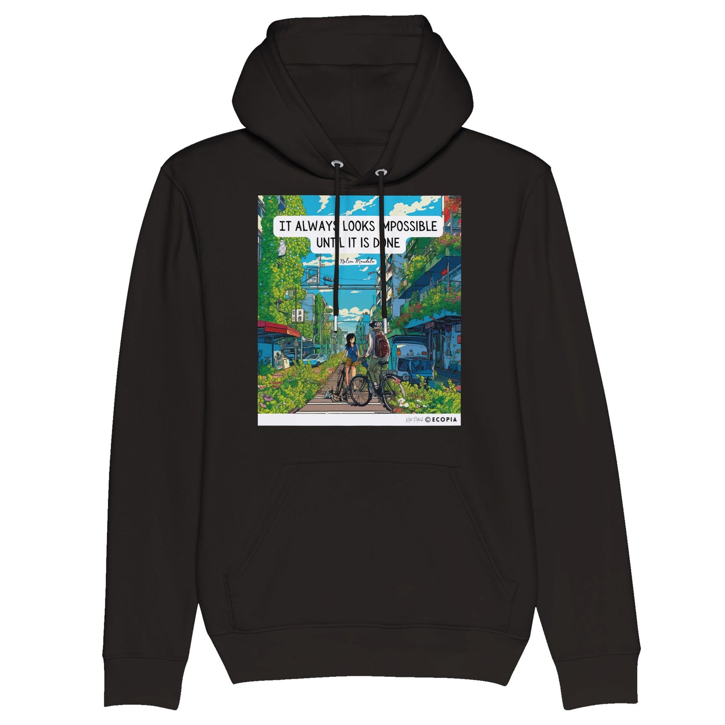 *Organic* “It Always Looks Impossible Until It Is Done” Unisex Pullover Hoodie | Black + Navy