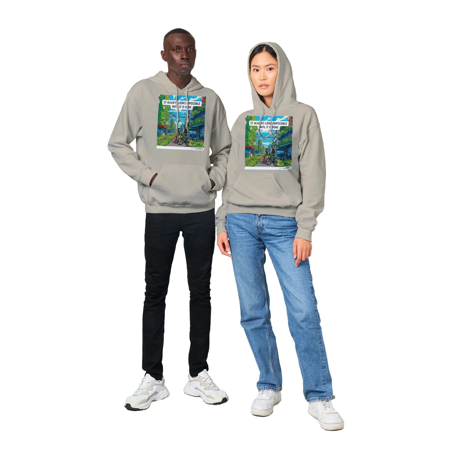 It Always Looks Impossible Until It Is Done • Classic Unisex Pullover Hoodie | White + Colors