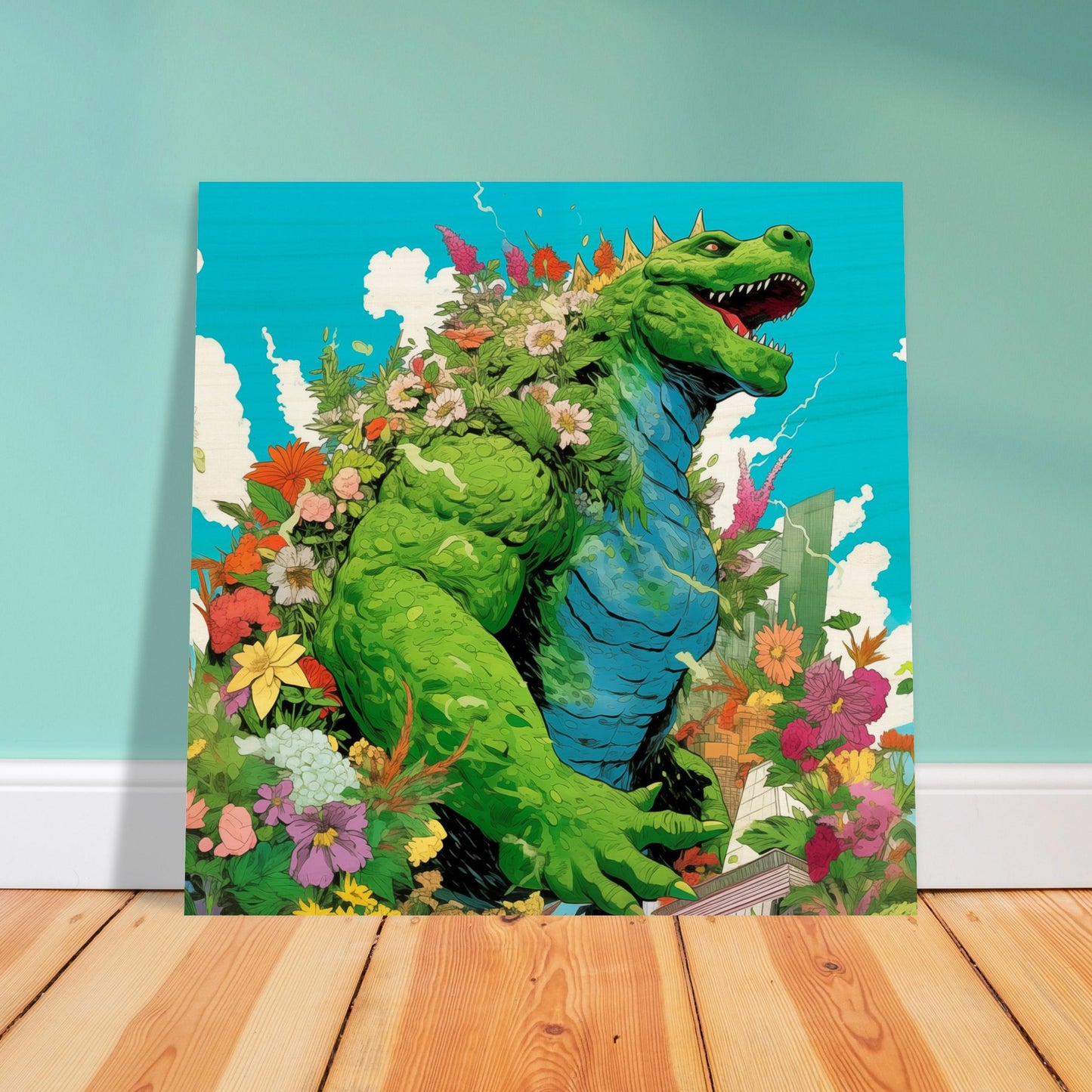 Greenzilla Wood Print