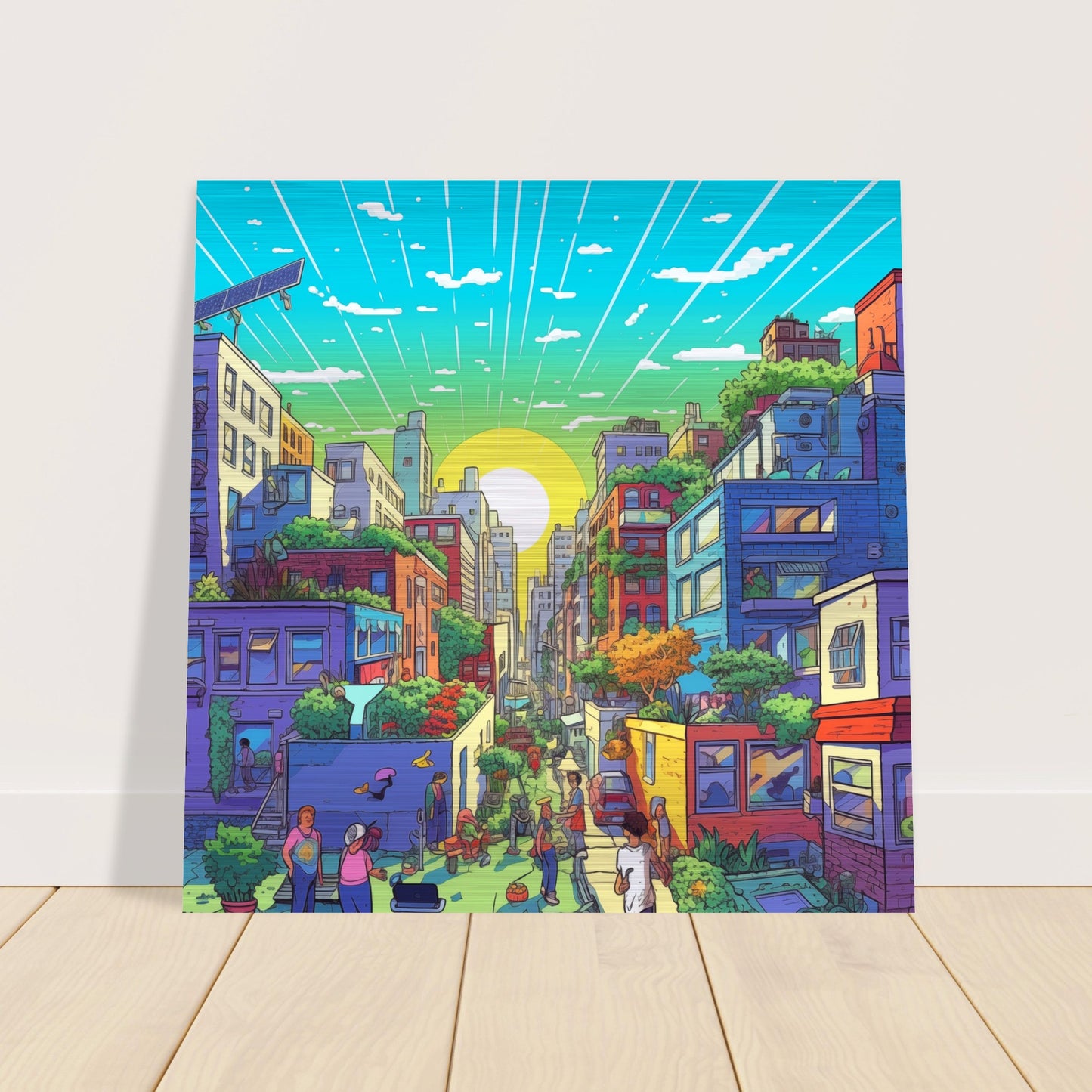Solarpunk Sunrise Brushed Aluminum Print