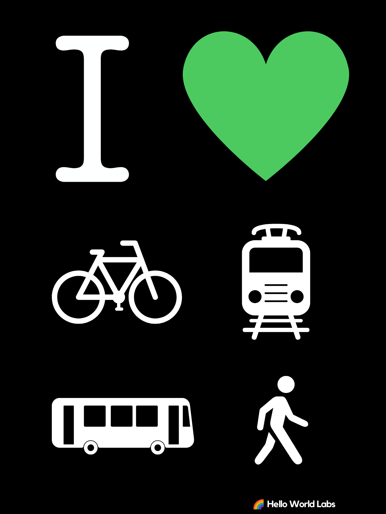 I 💚 Trains & Rails • Organic Unisex Crewneck T-shirt • Black | Charcoal