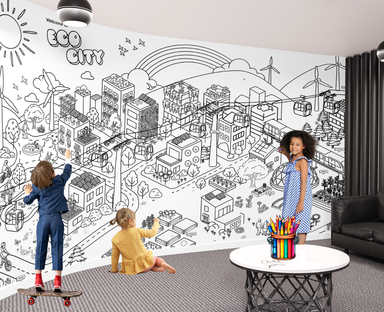 Eco City Coloring Mural • Epic Coloring Activity for Events