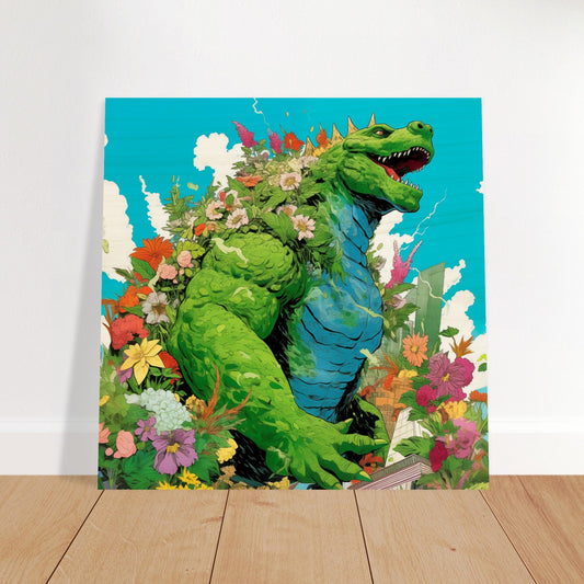 Greenzilla Wood Print
