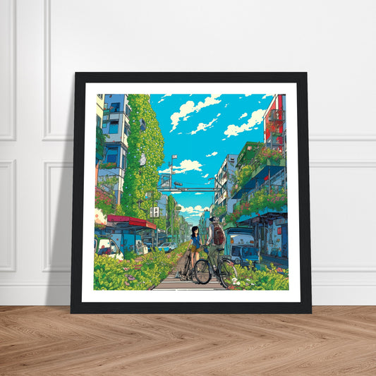 Green Street Premium Matte Wooden Framed Art Print