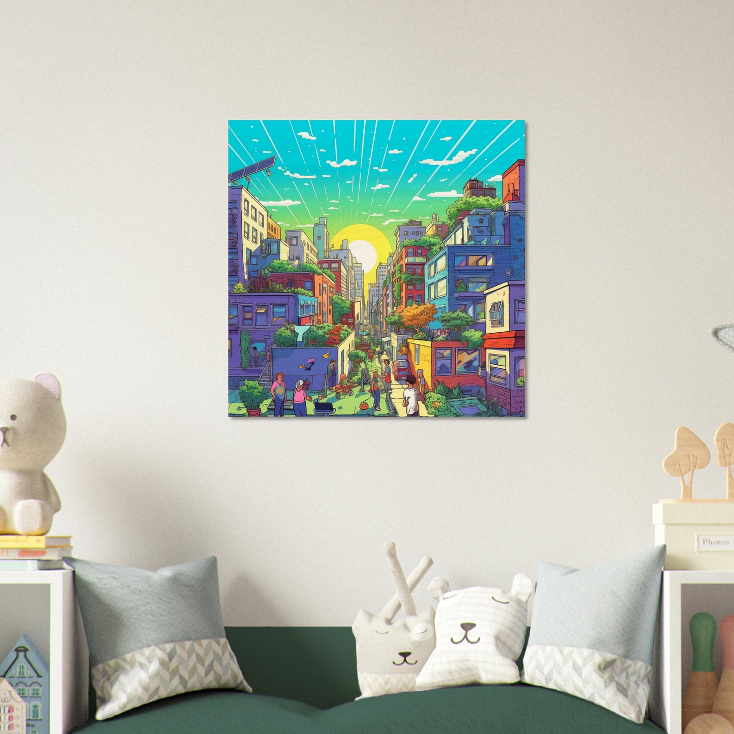 Solarpunk Sunrise Brushed Aluminum Print