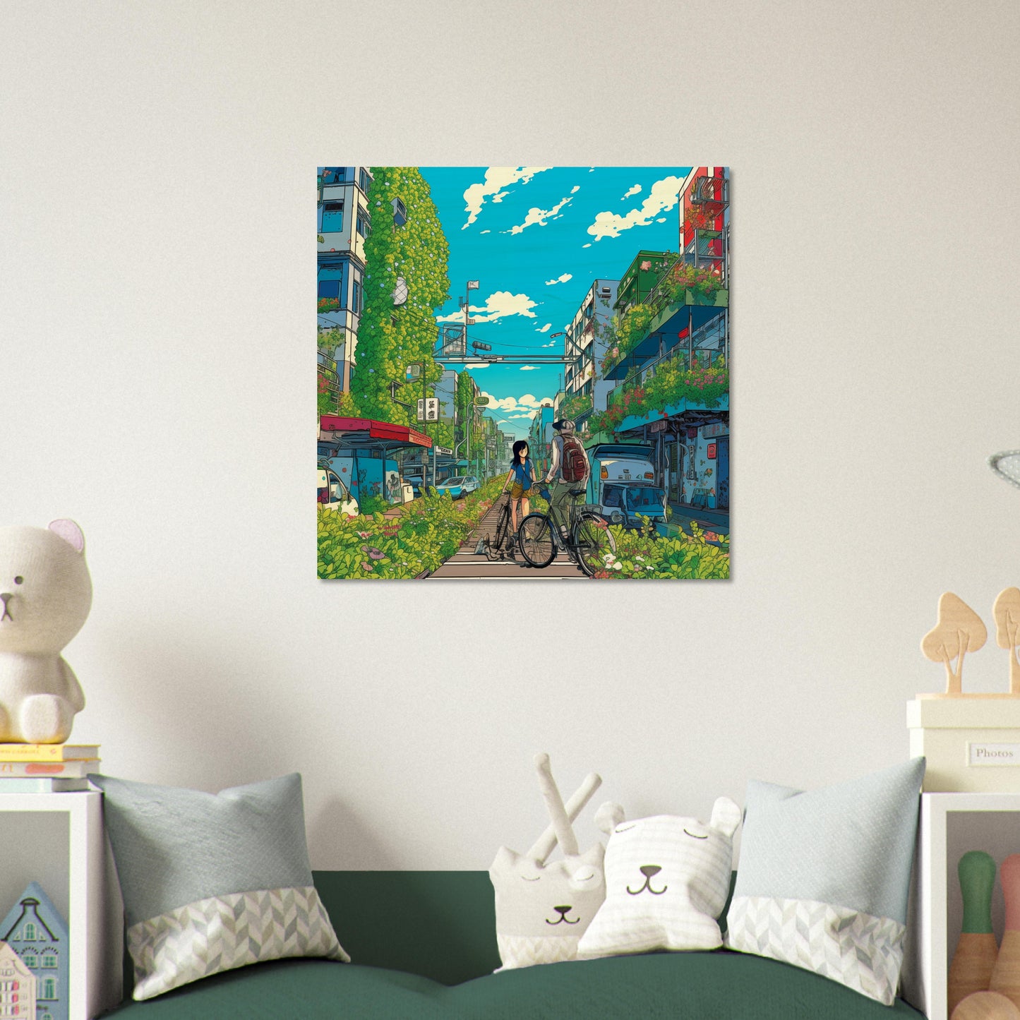 Green Street Brushed Aluminum Print