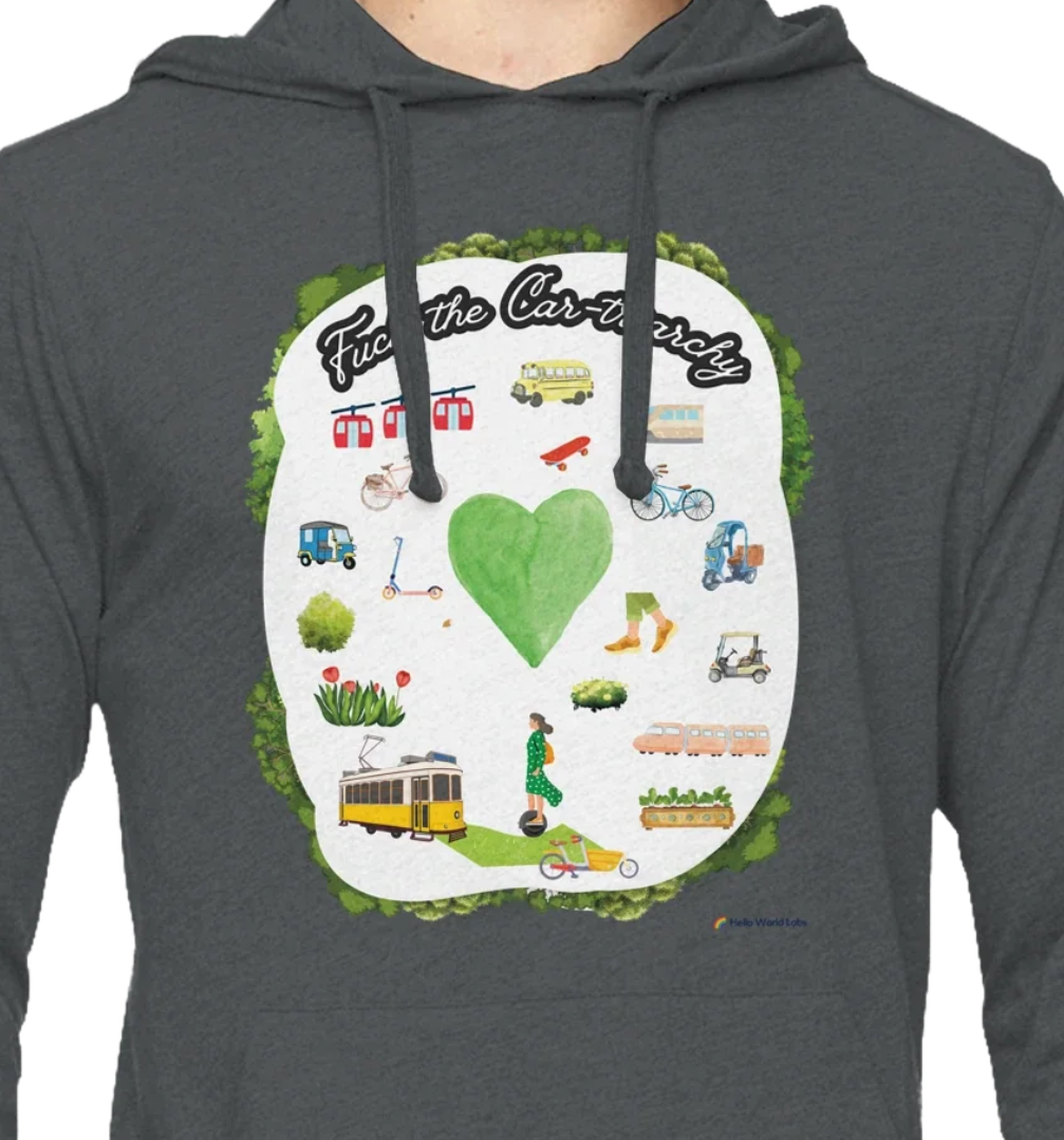 F💚ck the Car-triarchy • Unisex Organic Recycled Eco Blend Hoodie • Green | Charcoal