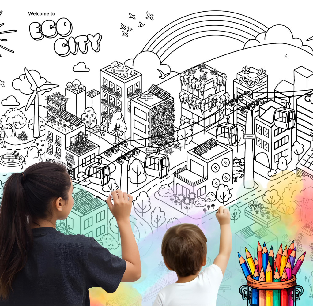 Eco City Coloring Mural • Epic Coloring Activity for Events