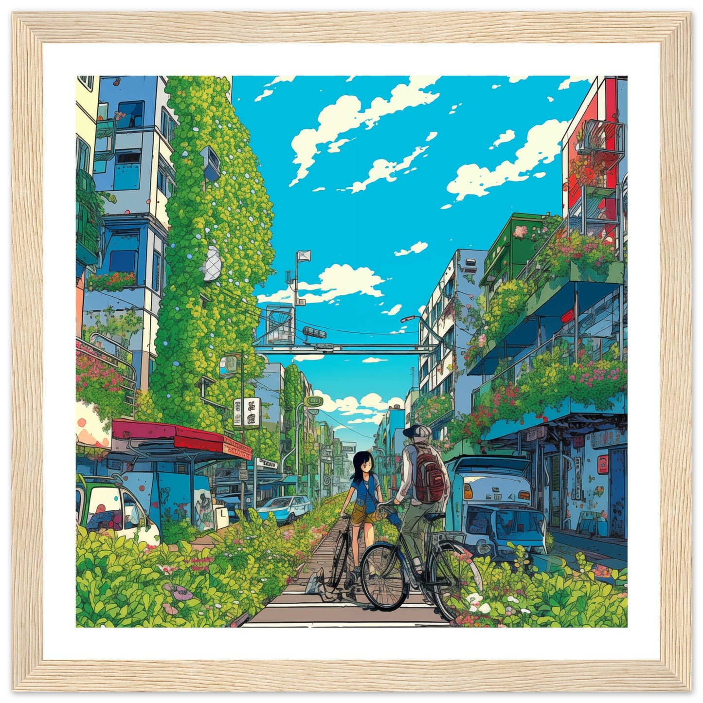 Green Street Premium Matte Wooden Framed Art Print