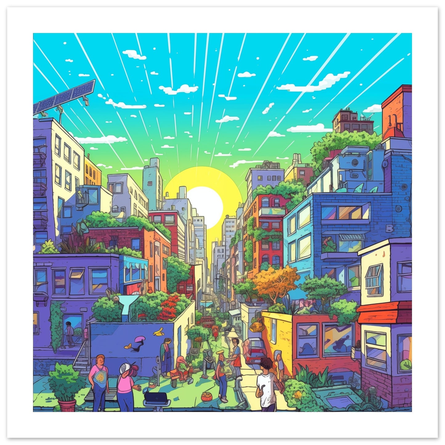 Solarpunk Sunrise 25 x 25 Budget Print