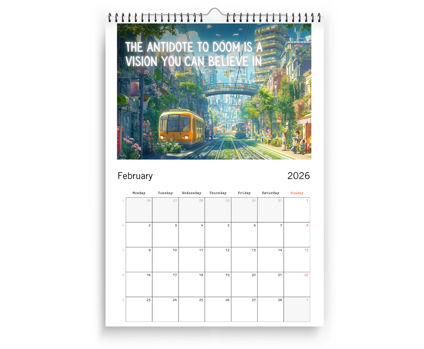 Positive Eco Futures Calendar 2026 • Cities of the Future (EU & Rest of World)